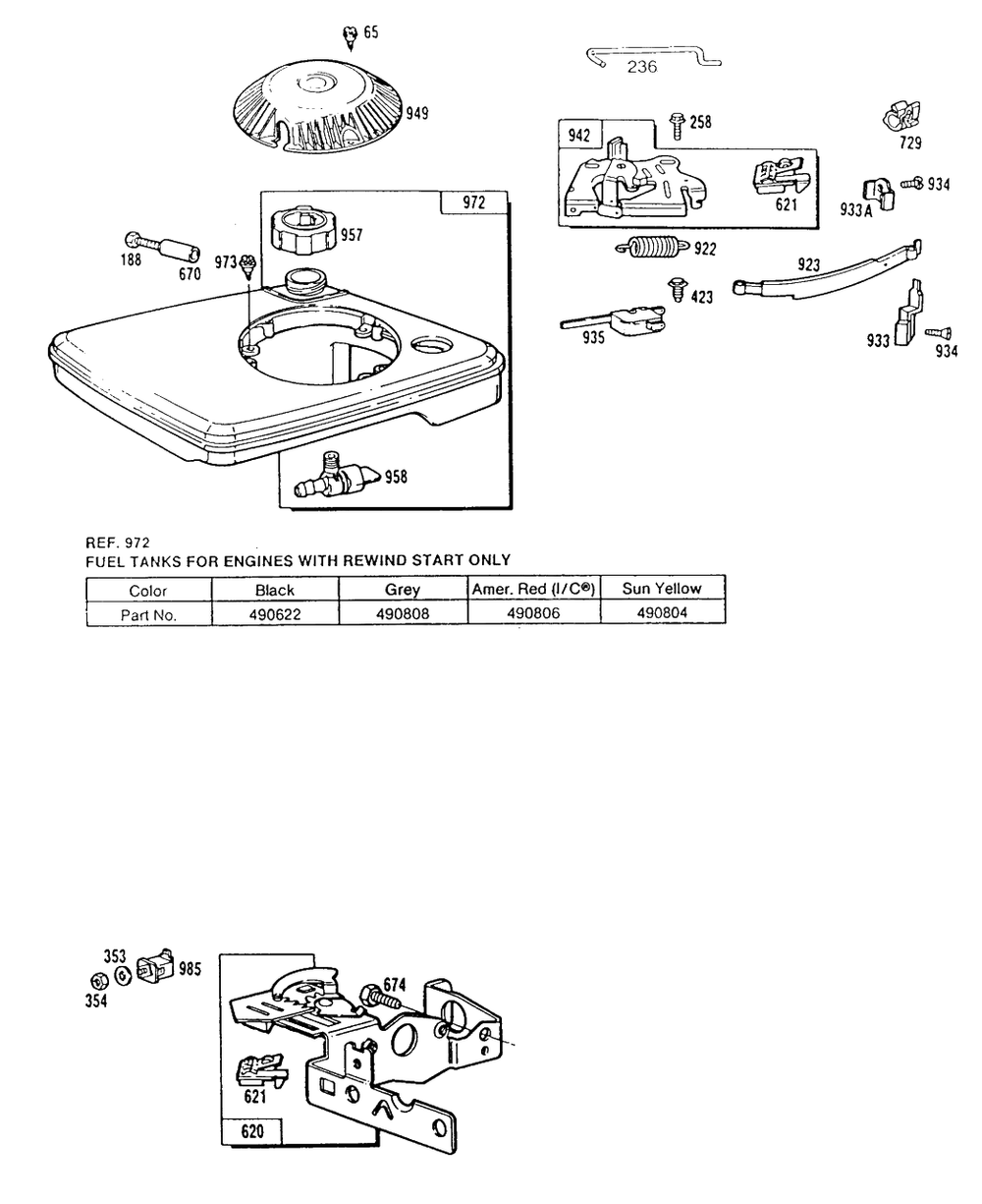 Fuel Tank,control Bracketbrake Diagram and Parts List for 114702-0172-XX  Briggs and Stratton Engine